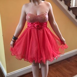 Shimmering Coral Cocktail Dress
